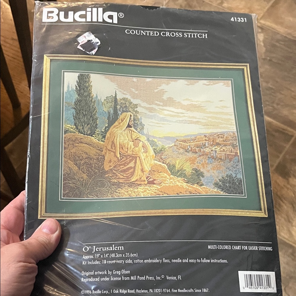 Bucilla Counted Cross Stitch Kit - Green and Tan Jerusalem